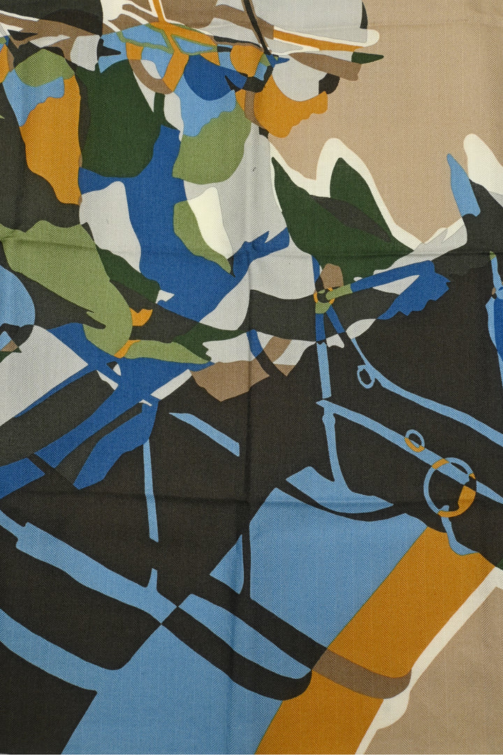 Hermes Course Cinetique Cashmere & Silk Blend Scarf 65