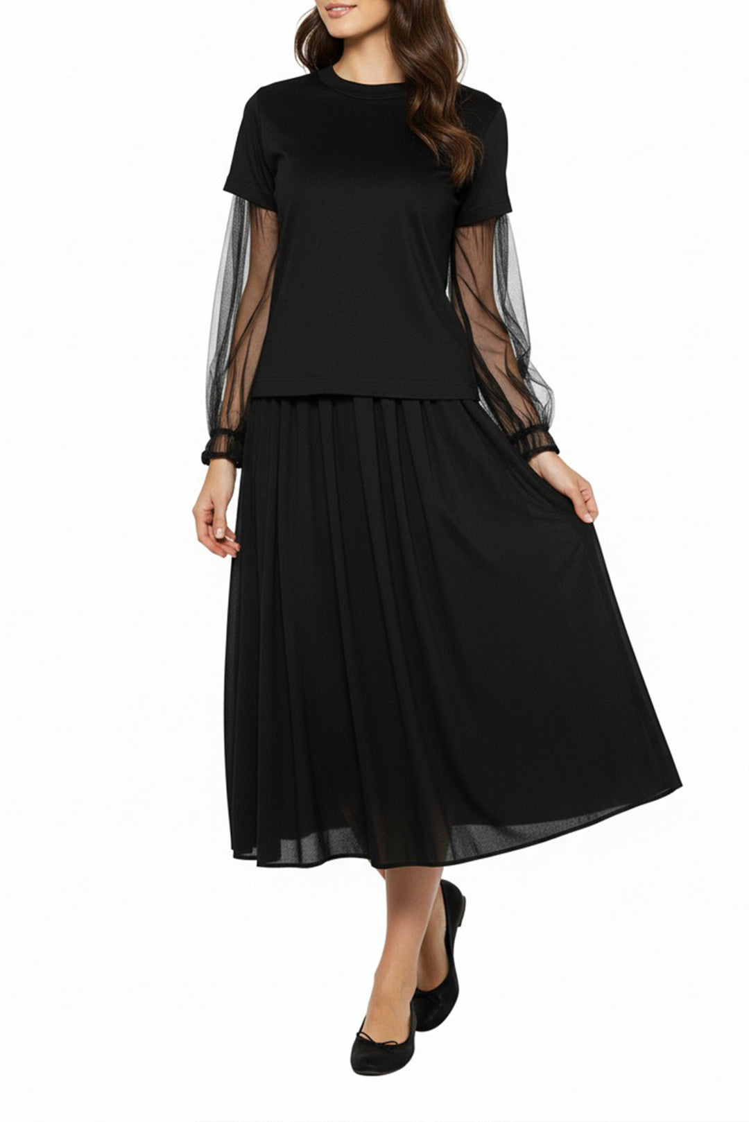 Comme Des Garcons Noir Kei Niomiya Size XS Tulle Sleeve Top