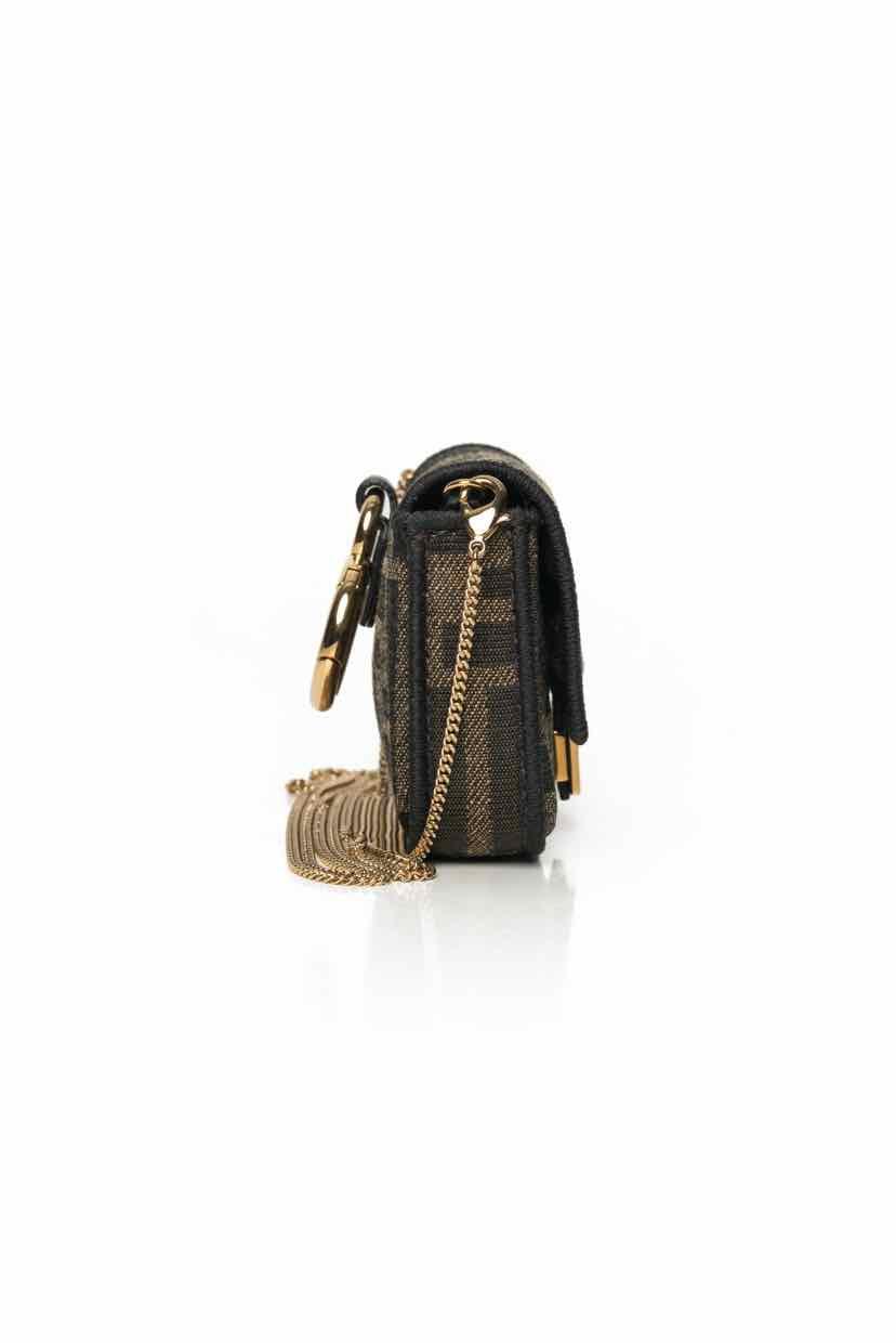 Fendi Zucca Nano Baguette Charm Chain Crossbody