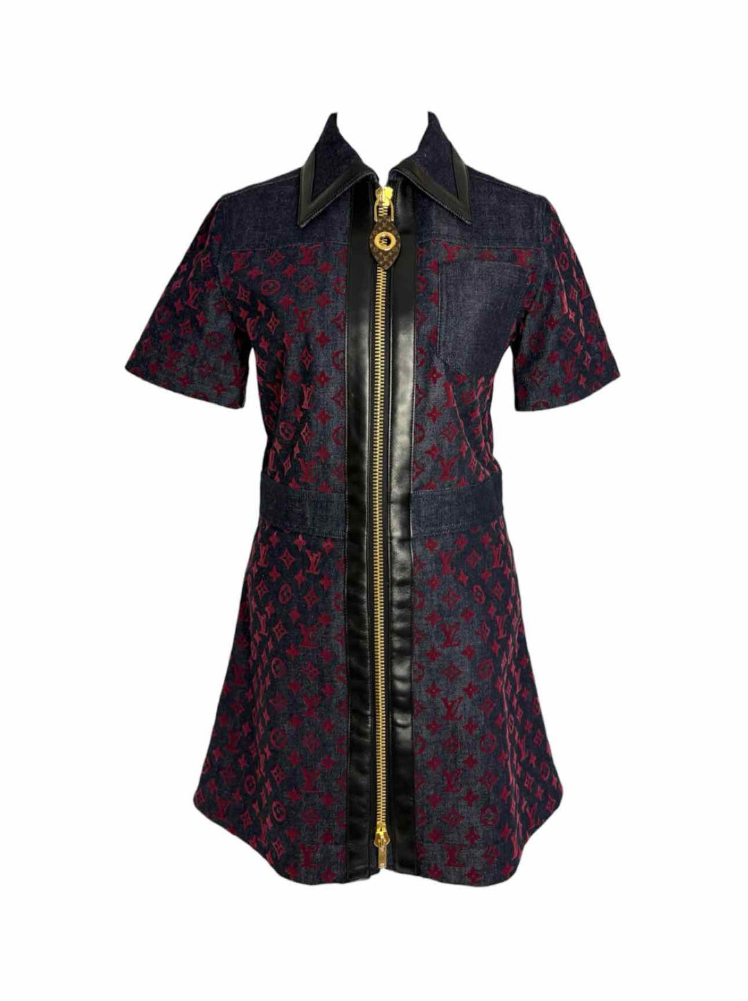 Louis Vuitton Size 38 Flocked Monogram Denim Dress