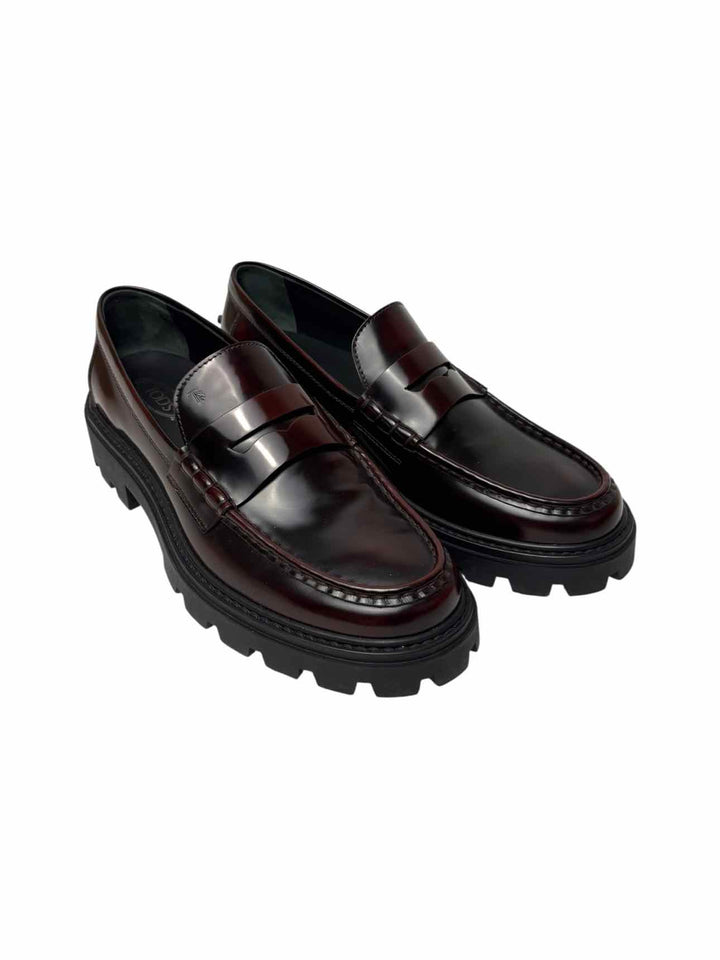 Tod's Gomma Pesante Wine Patent Penny Size 40 Loafers