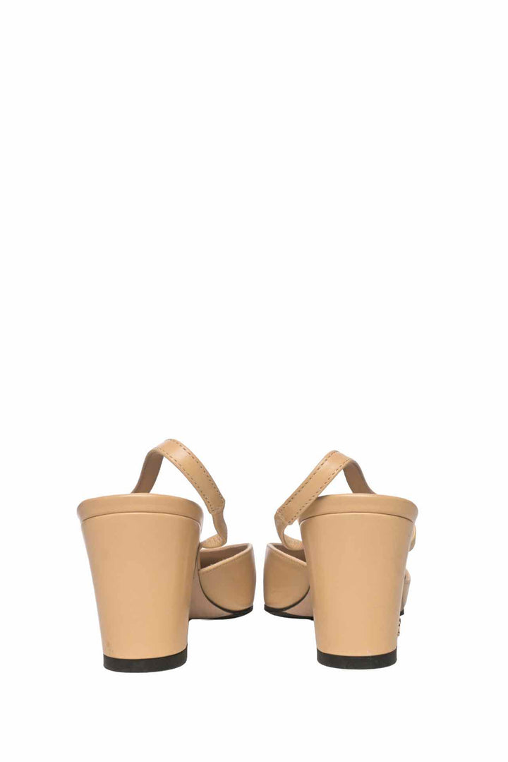 Chanel Size 36 Goatskin & Grosgrain Slingbacks Pumps