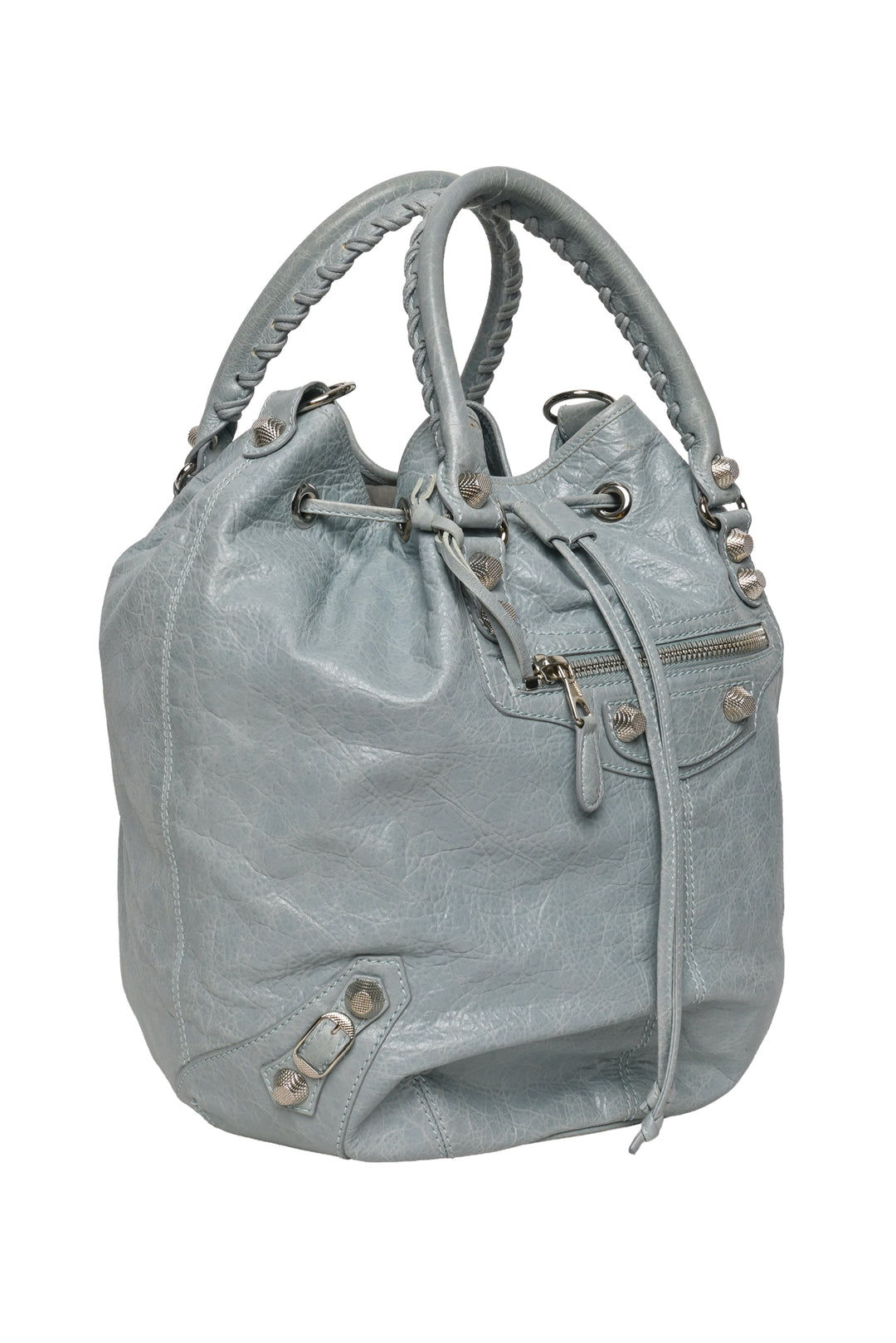 Balenciaga 2014 Giant Moto Pompom Bucket Bag