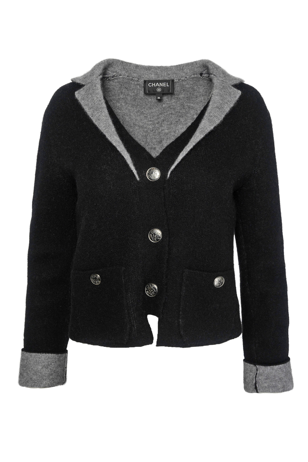 Chanel Size 36 Layered Collar Cashmere Cardigan