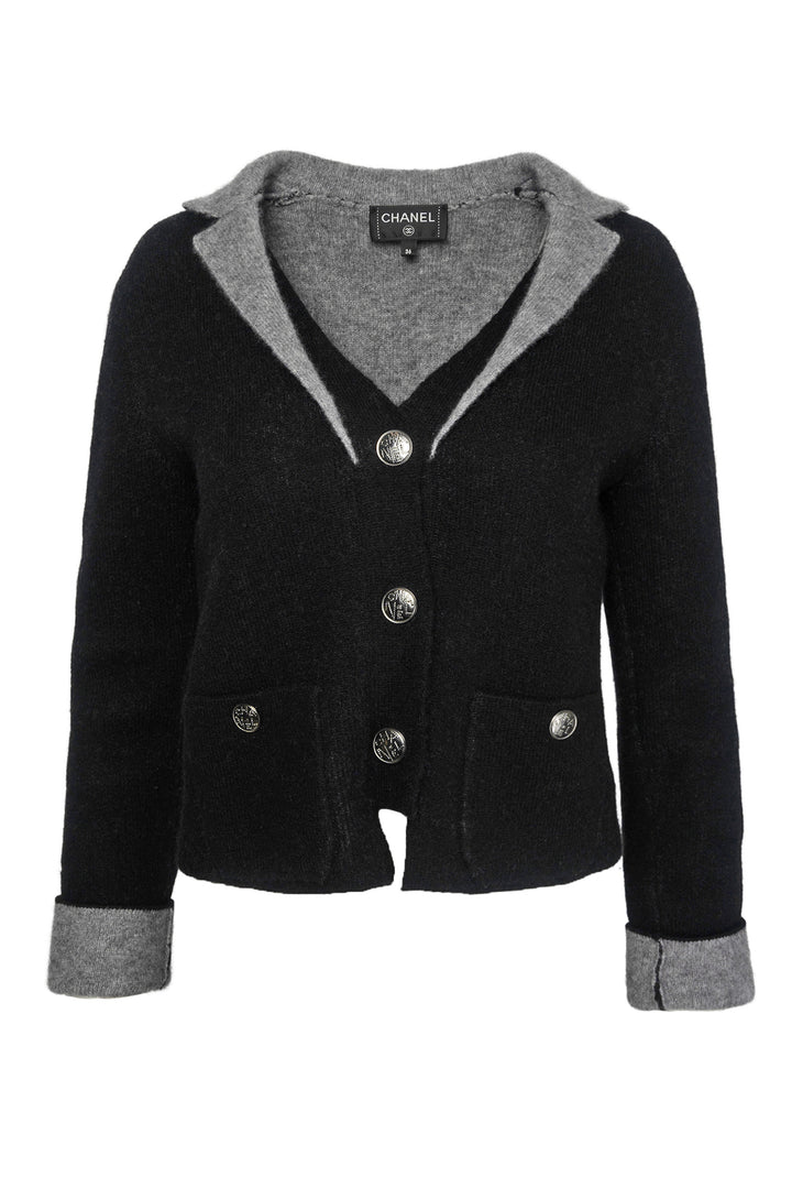 Chanel Size 36 Layered Collar Cashmere Cardigan