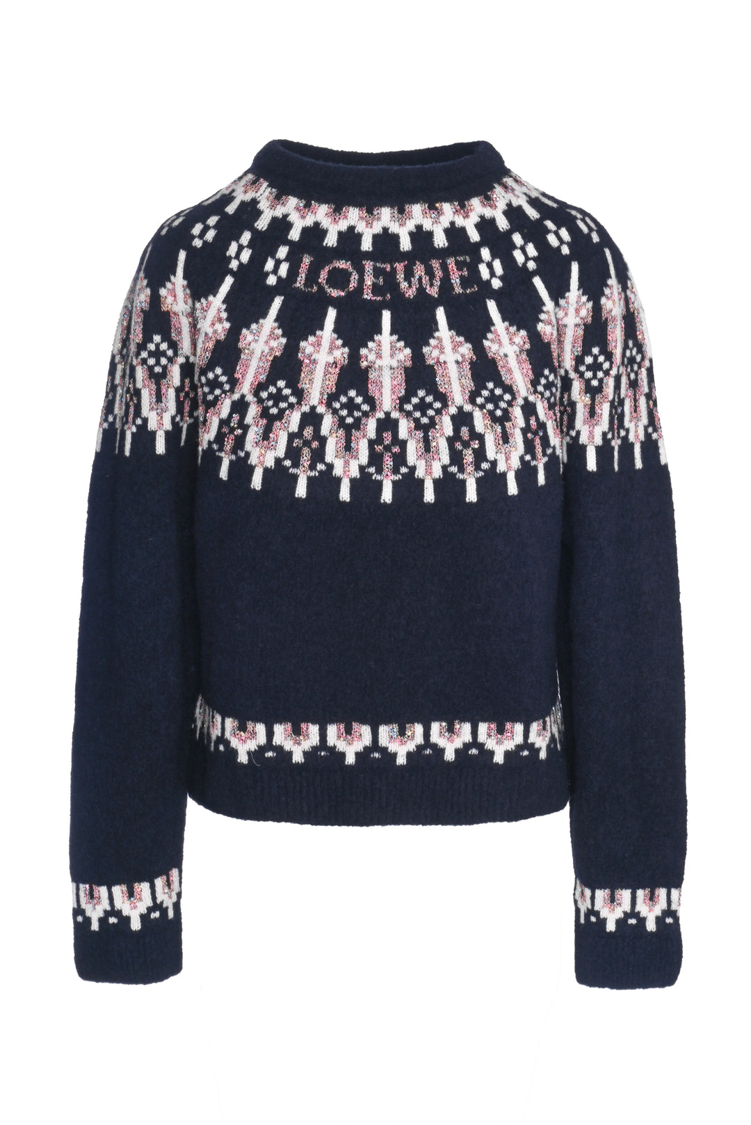 Loewe Size L Fair Isle Sequin Embellished Wool-Blend Sweater