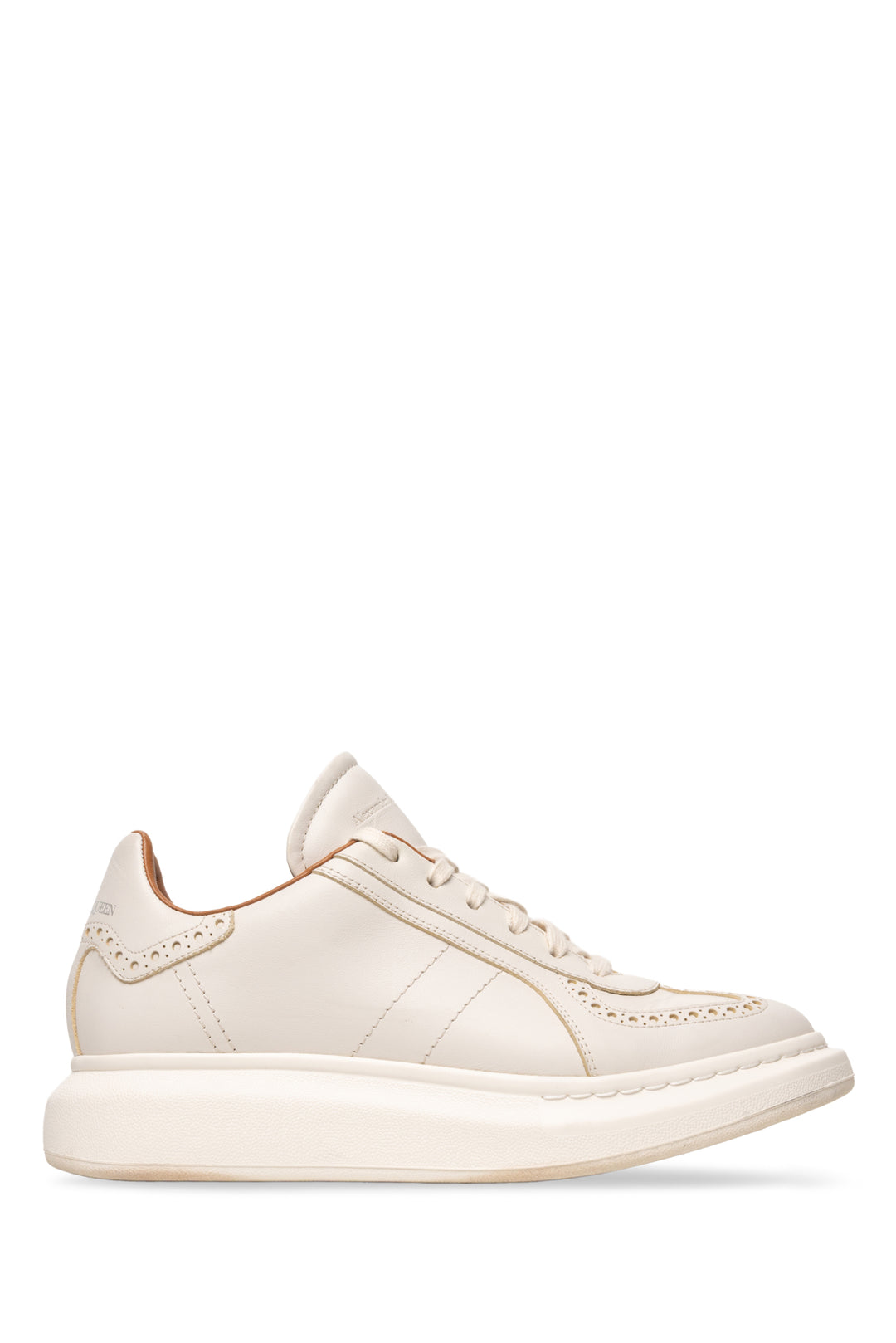 Alexander Mcqueen Size 42.5 Men's Retro Brogue-Detail Leather Sneakers