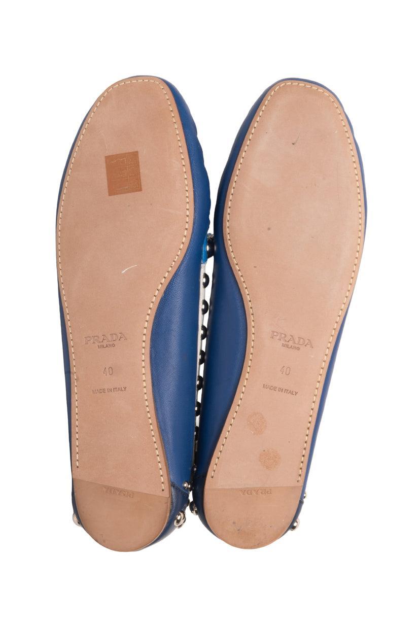 Prada Size 40 Studded Slip on Loafers