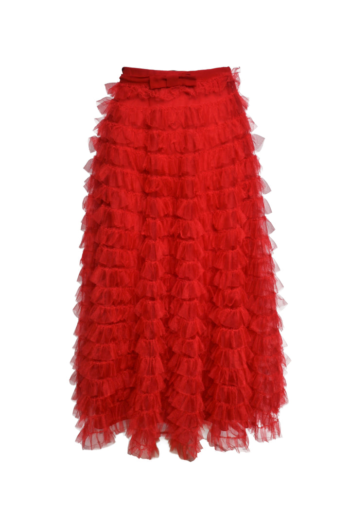 Christian Dior Size 6 Ruffle Tulle Midi Skirt