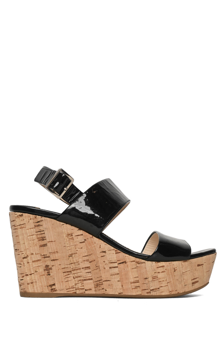 Prada Size 38.5 Patent Leather & Cork Wedges