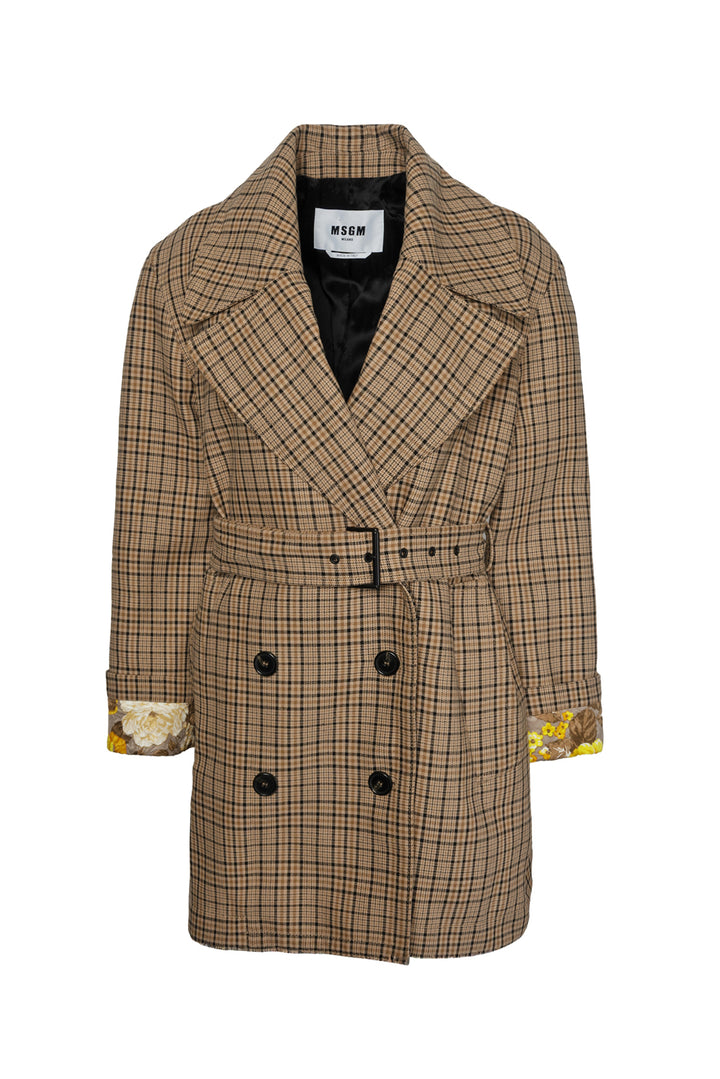 MSGM Size 38 Mid-Length Check Print Jacket