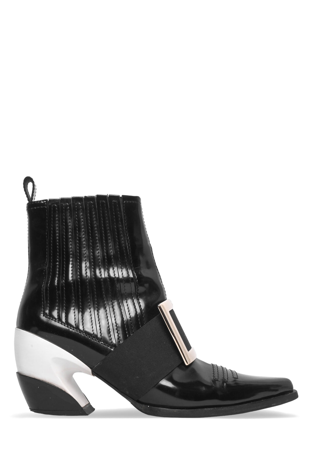 Roger Vivier Size 39.5 Viv Two-Tone Patent Western Ankle Boots