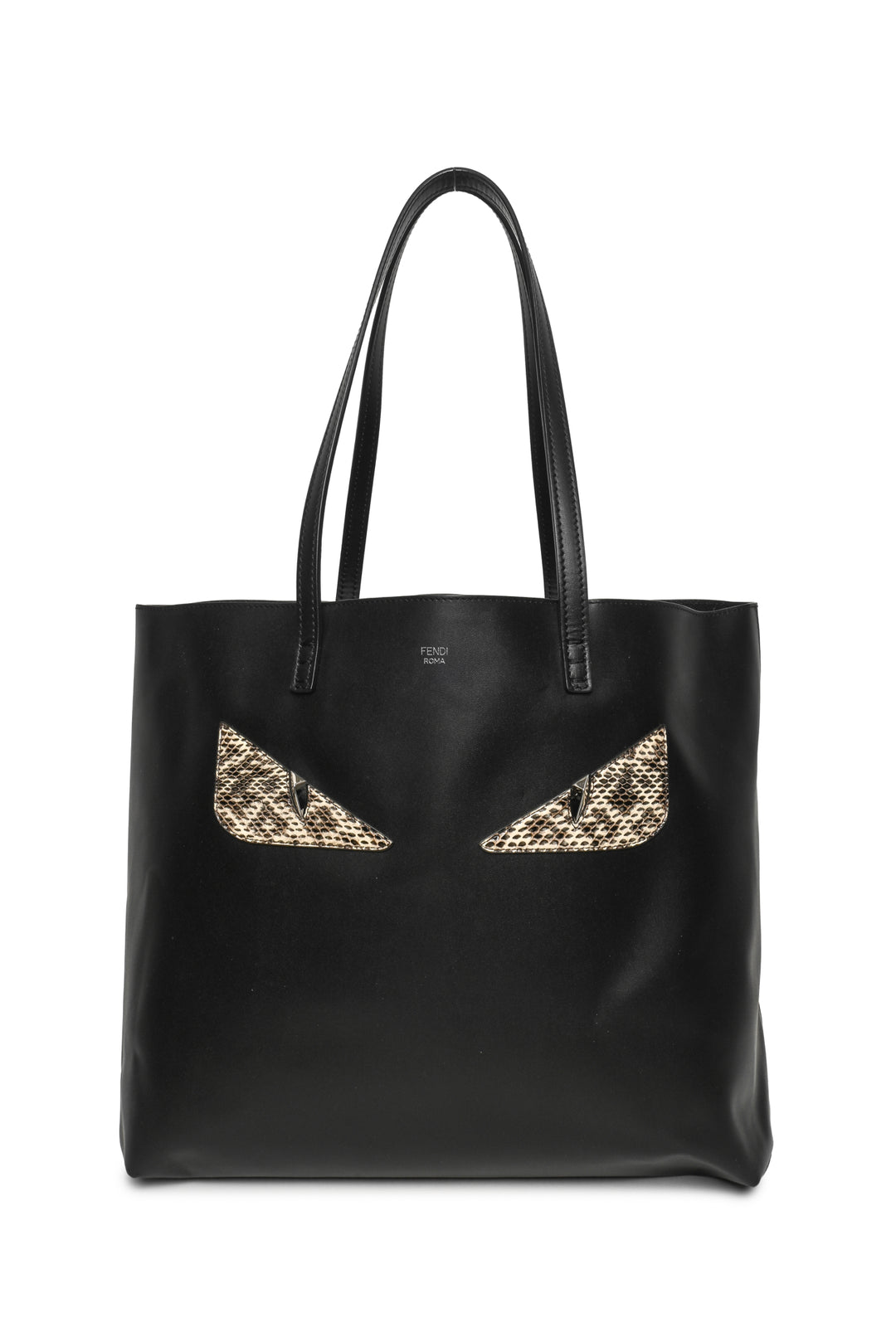 Fendi Snakeskin Monster Eyes Leather Shopping Tote