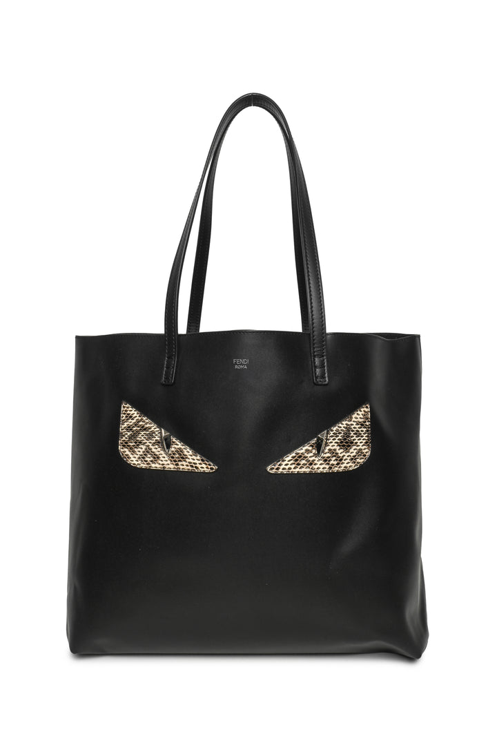 Fendi Snakeskin Monster Eyes Leather Shopping Tote