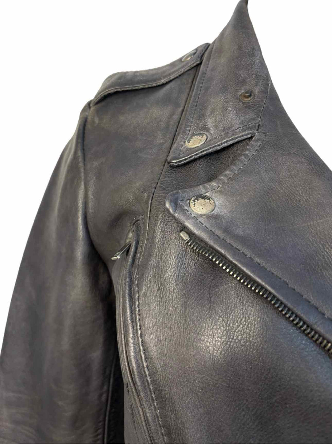 Golden Goose Size L Distressed Leather Moto Jacket