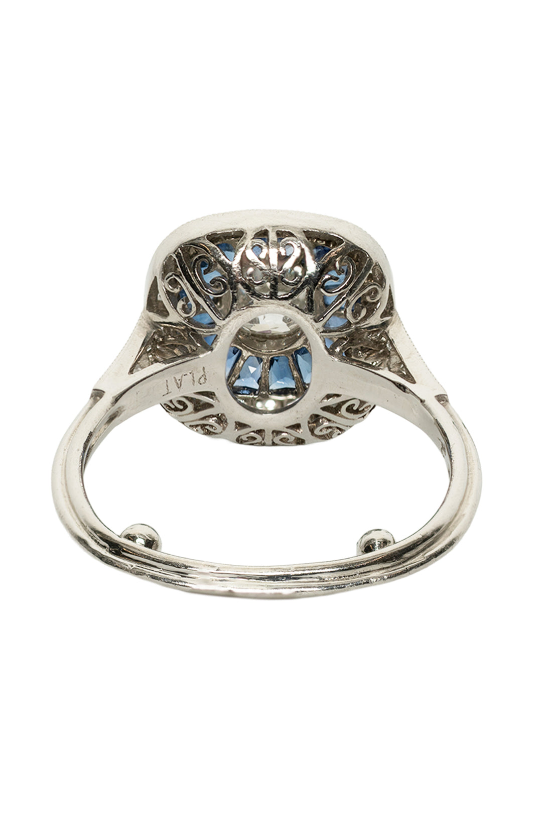 Antique Size 5 Platinum, Diamond & Sapphire Ring