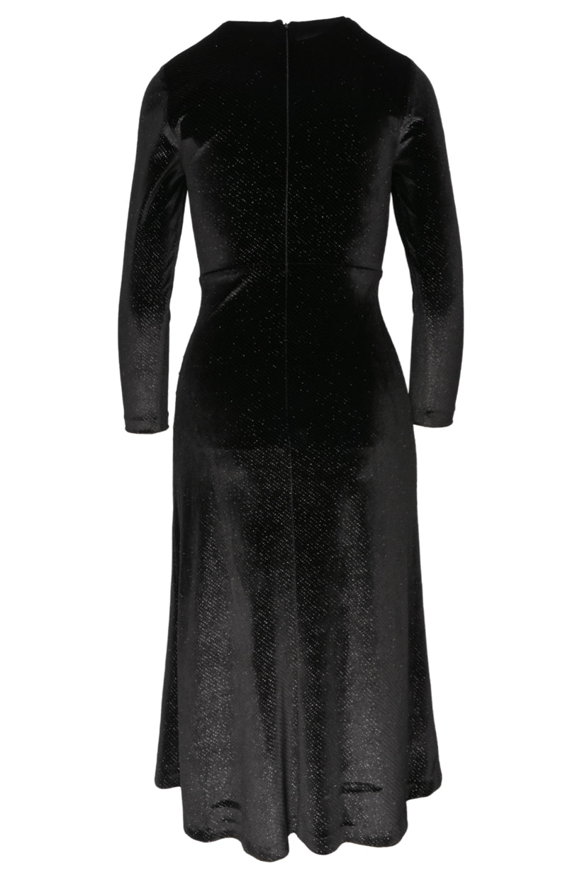 Sandro Size 34 Crystal Embellished Ruched Velvet Midi Dress