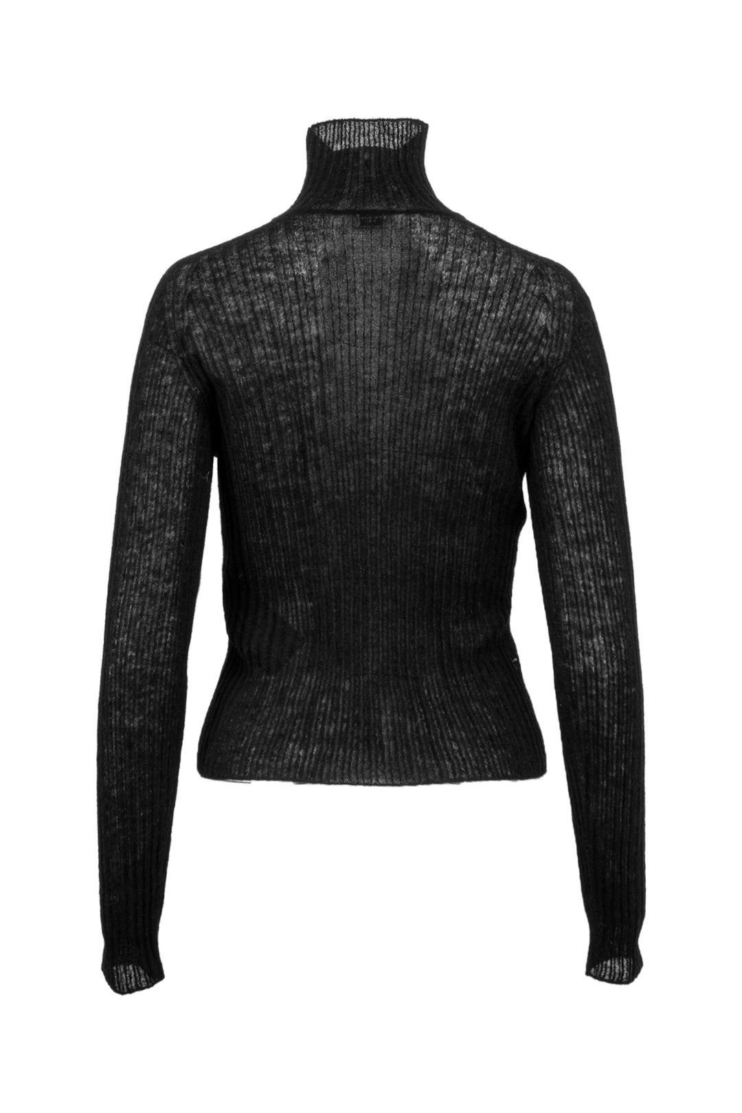 Saint Laurent Size M 2023 Sheer Ribbed Turtleneck Long Sleeve Tops