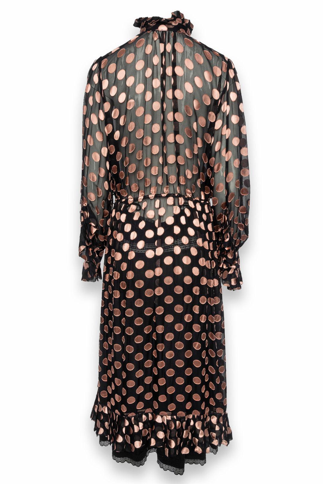 Zimmermann Size 3 Pleated Ruffle Trim Silk Blend Polkadot Dress