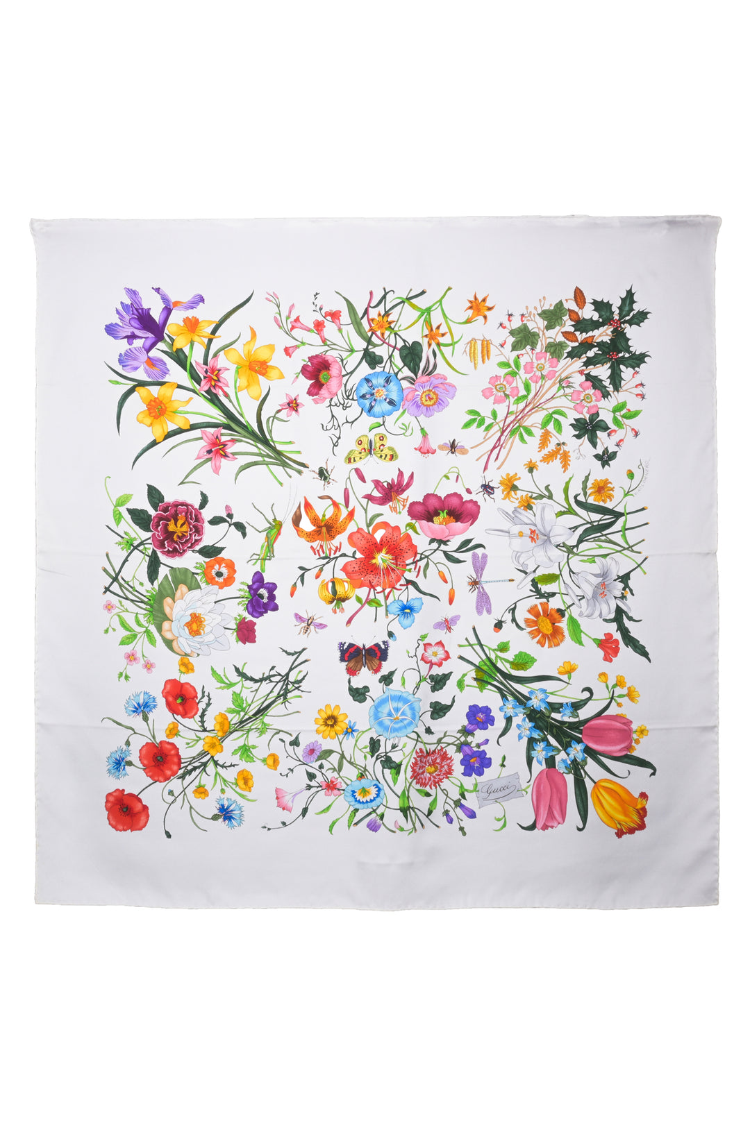 Gucci Printed Flora Silk Twill Carre