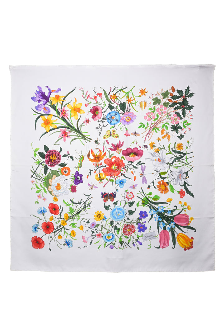 Gucci Printed Flora Silk Twill Carre