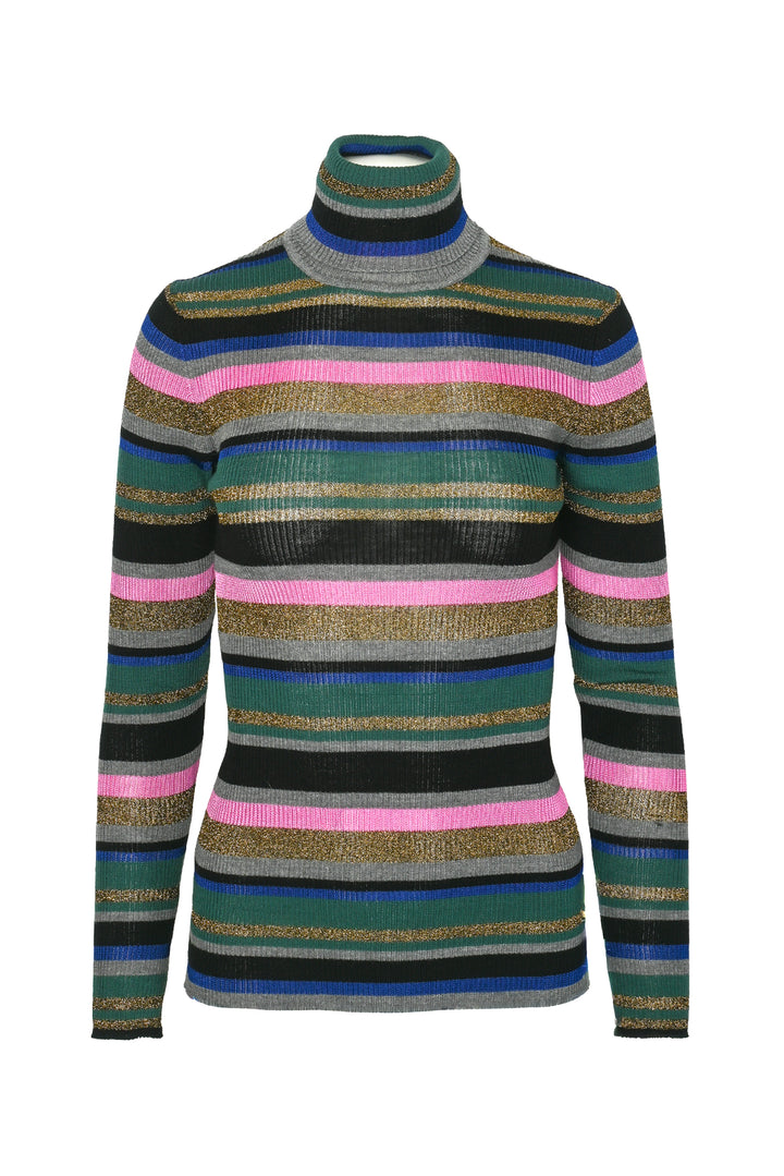 Emilio Pucci Size M Striped Turtleneck Sweater