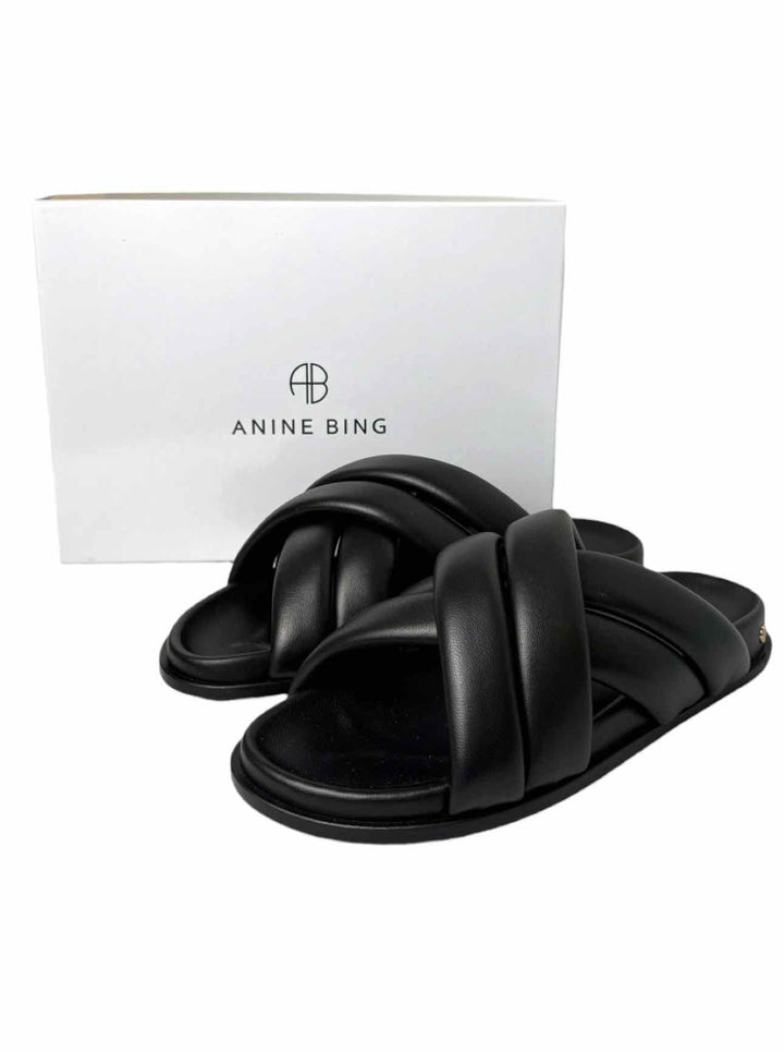 Anine Bing Size 41 Lizzie Leather Cross Strap Slide Sandals