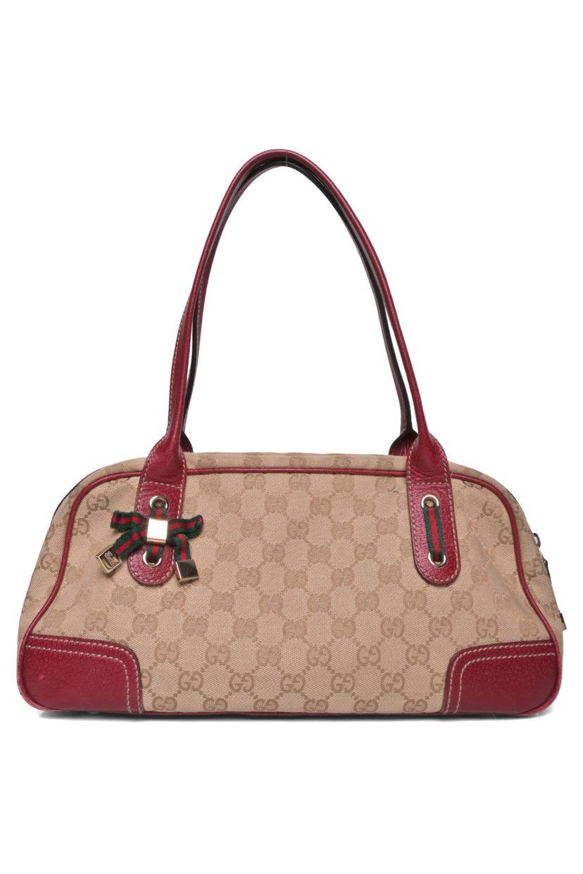 Gucci Princy Boston Canvas & Leather Shoulder Bag