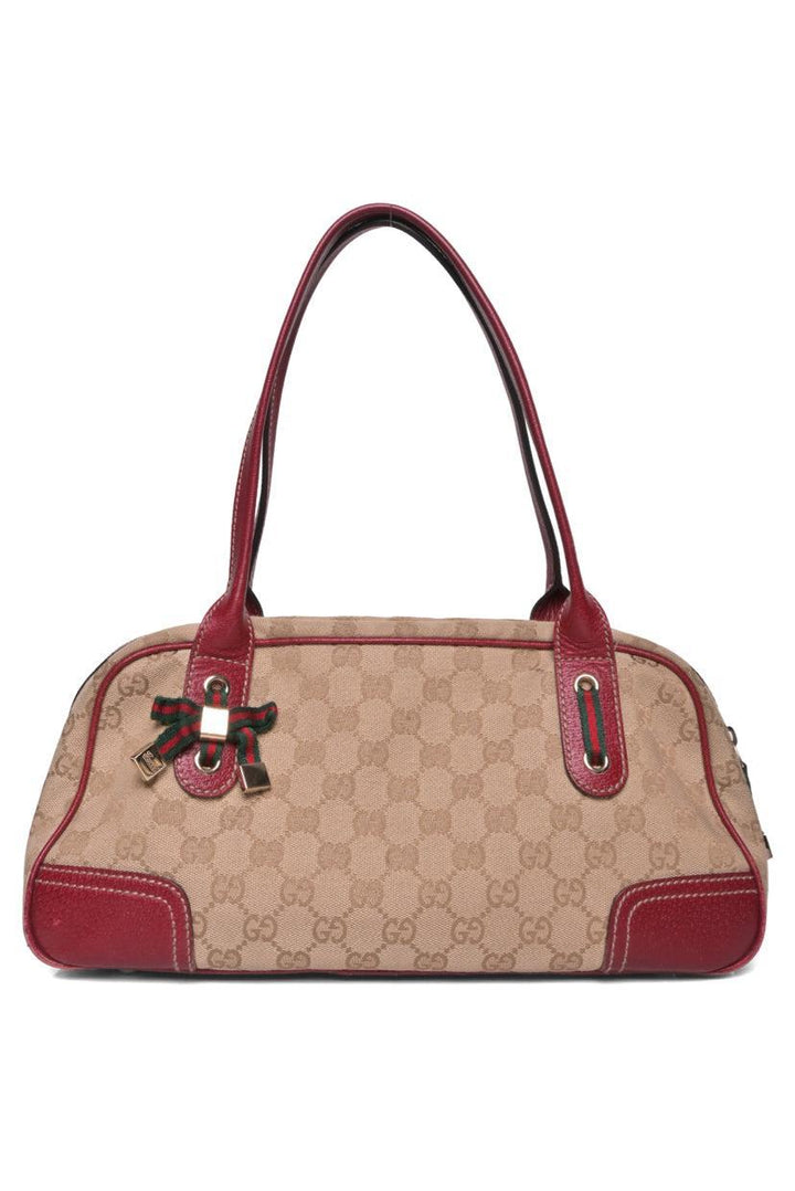 Gucci Princy Boston Canvas & Leather Shoulder Bag