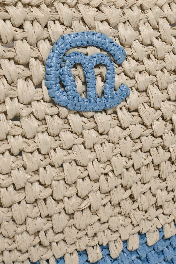Mark Cross Leather & Raffia Tote