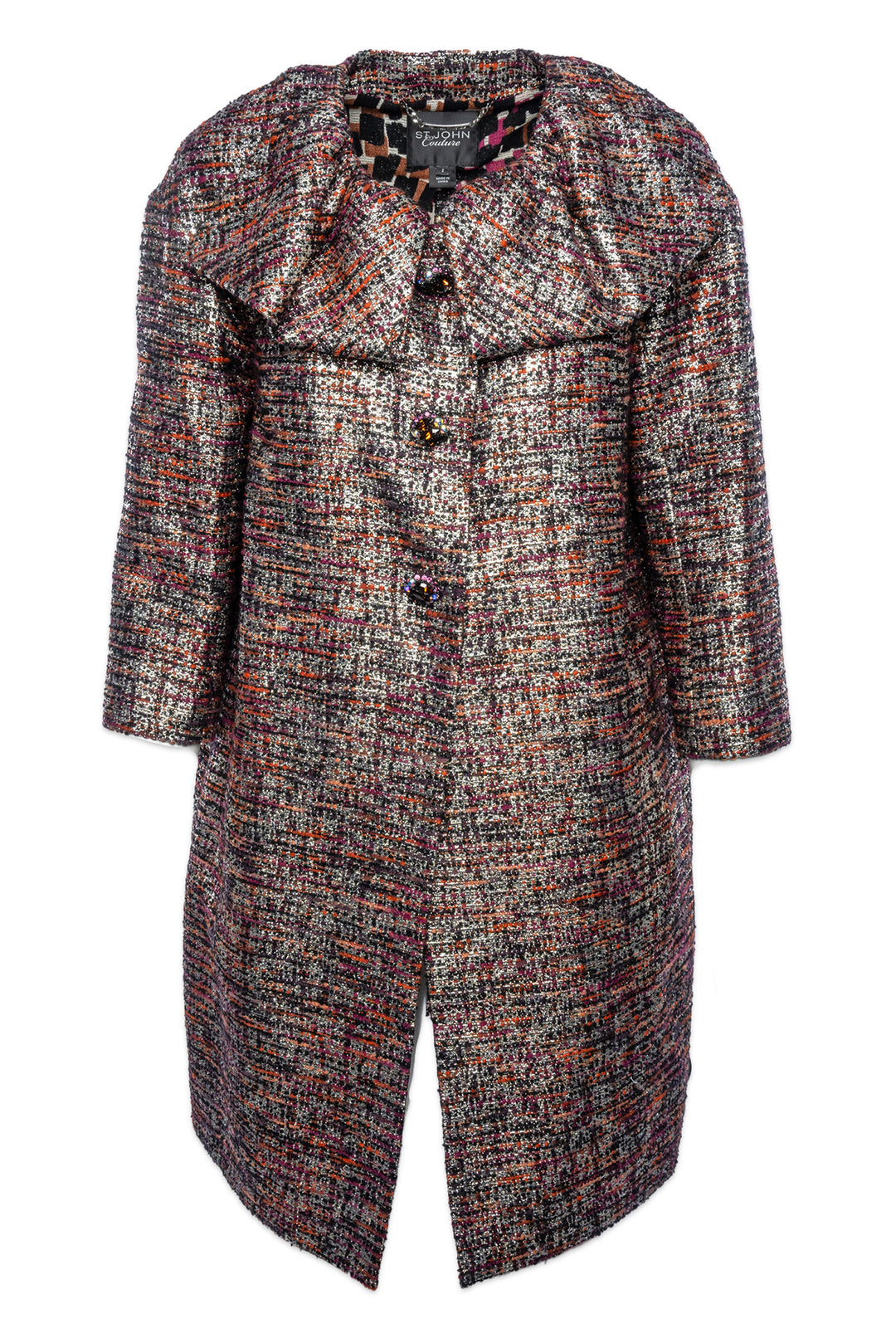 St. John Couture Size 2 Metallic Tweed Coat