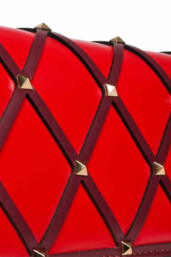 Valentino Leather Rockstud Beehive Wallet On Chain Crossbody