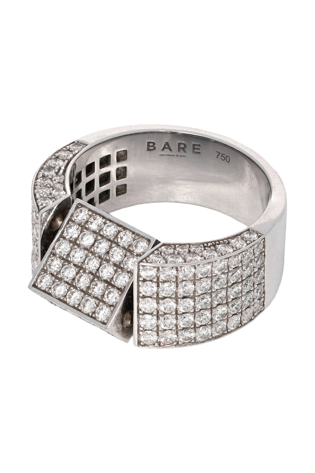 BARE by Dries Creel Size 6 18K White Gold Pave Black & White Diamond Signet Ring