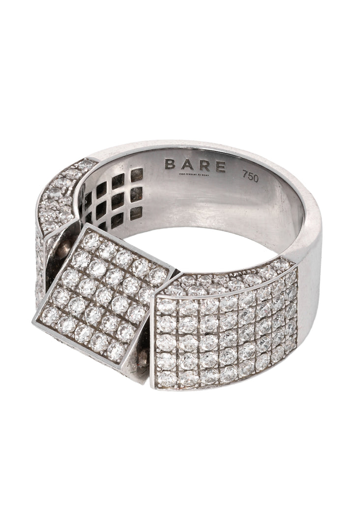 BARE by Dries Creel Size 6 18K White Gold Pave Black & White Diamond Signet Ring
