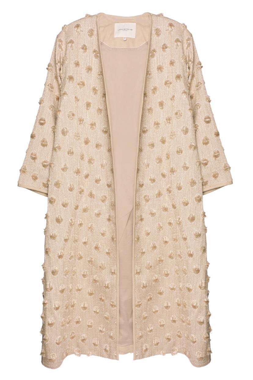 Lafayette 148 Size S Fringe Dot Jacquard Coat