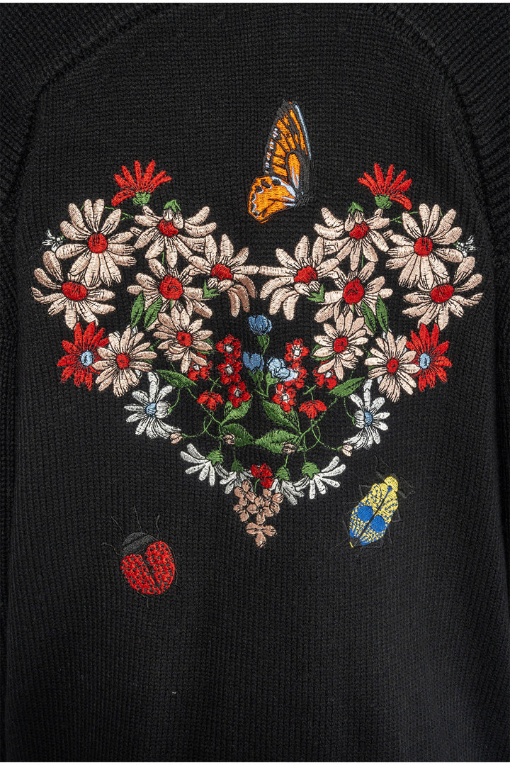 maje Size 1 Floral Embroidered Cardigan