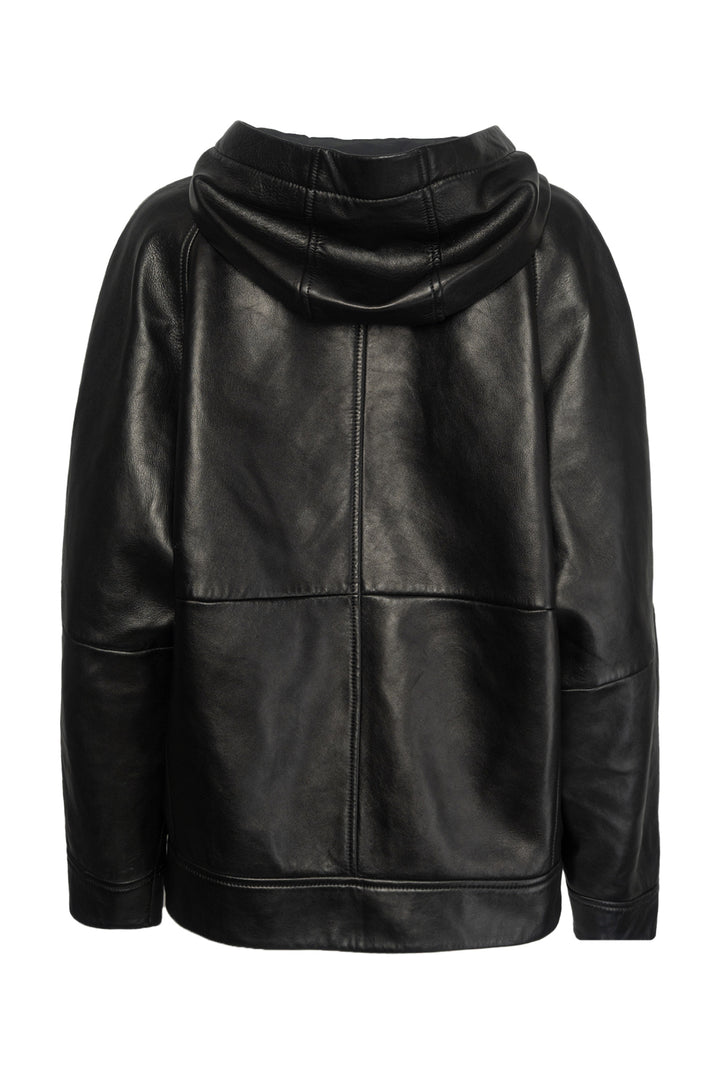 Brunello Cucinelli Size 42 Men's Leather Zip-Up Hooded Jacket