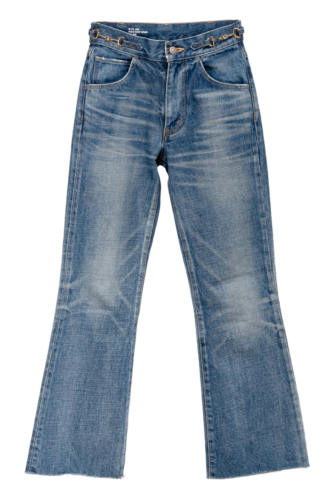 Celine Size 25 Triomphe Signature Cut Off Flare Jeans