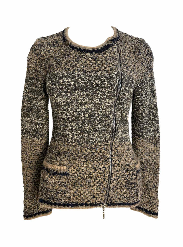 Chanel Size 38 Silk Blend  Knit Asymmetrical Zipper Cardigan