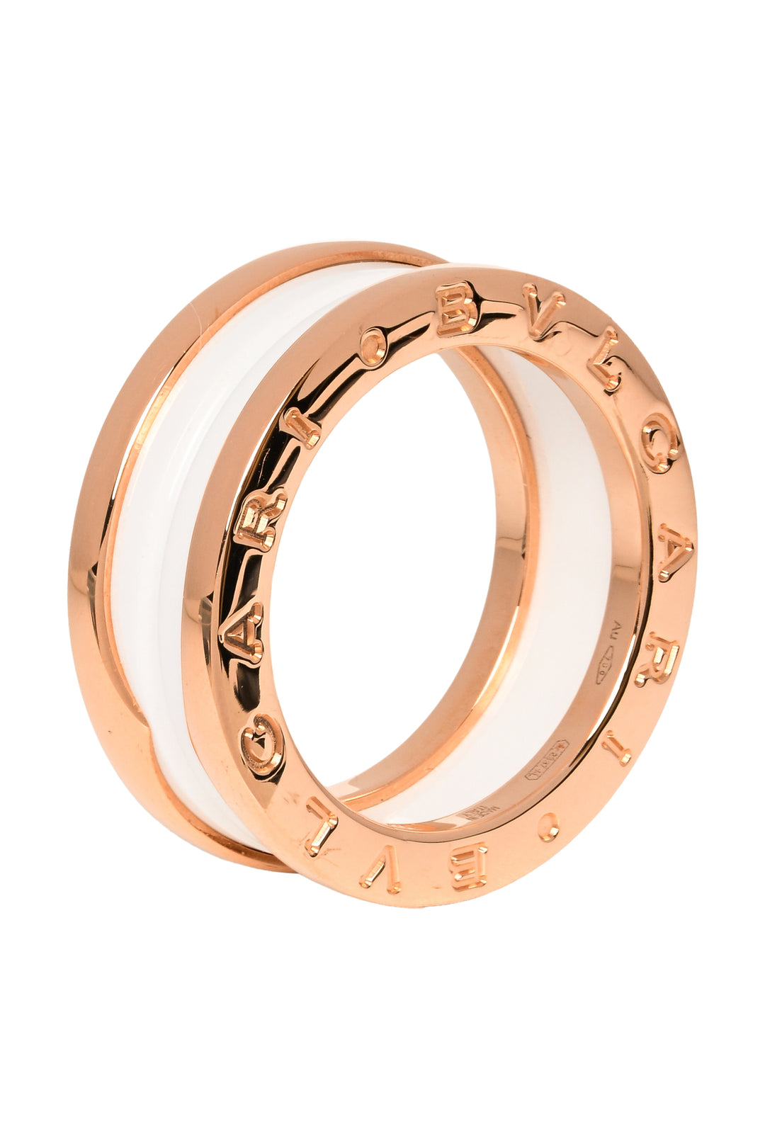 Bvlgari Size 6.5 B.zero1 18K Gold And Ceramic 2-Band Ring