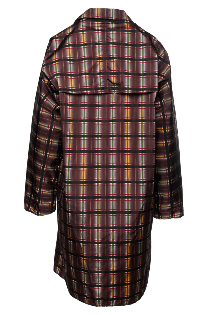 Prada Size L Vintage Nylon Plaid Trench Coat