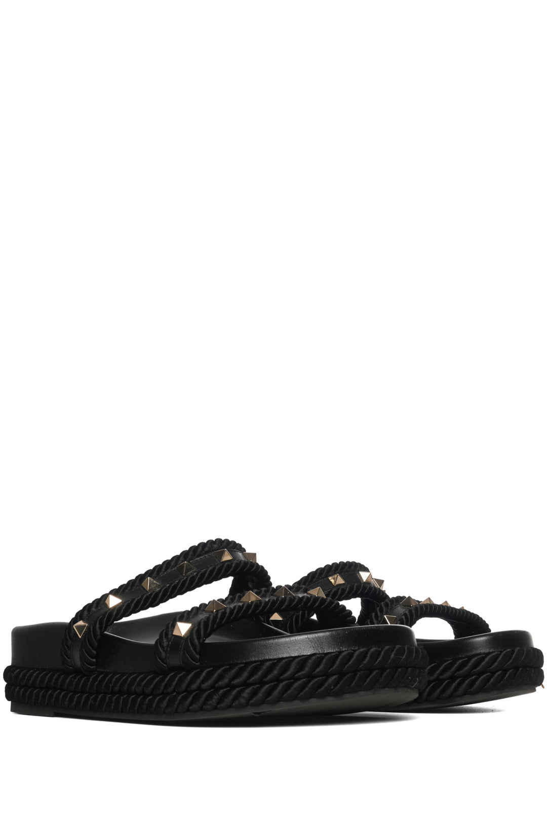 Valentino Size 37 Rockstud Leather Slide Sandals