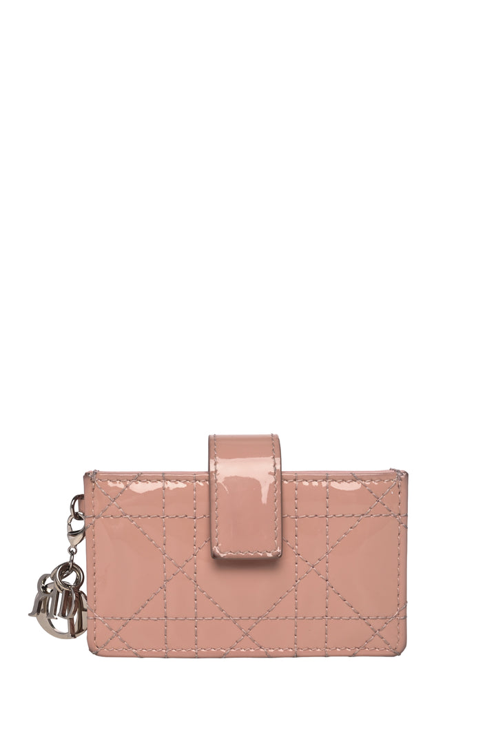 Dior 2019 Patent Cannage Lady Dior Jasmine Card Holder
