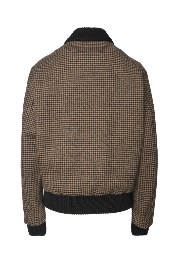 Boss Size 38 Men's Houndstooth Print Wool Blend Bomber Jacket