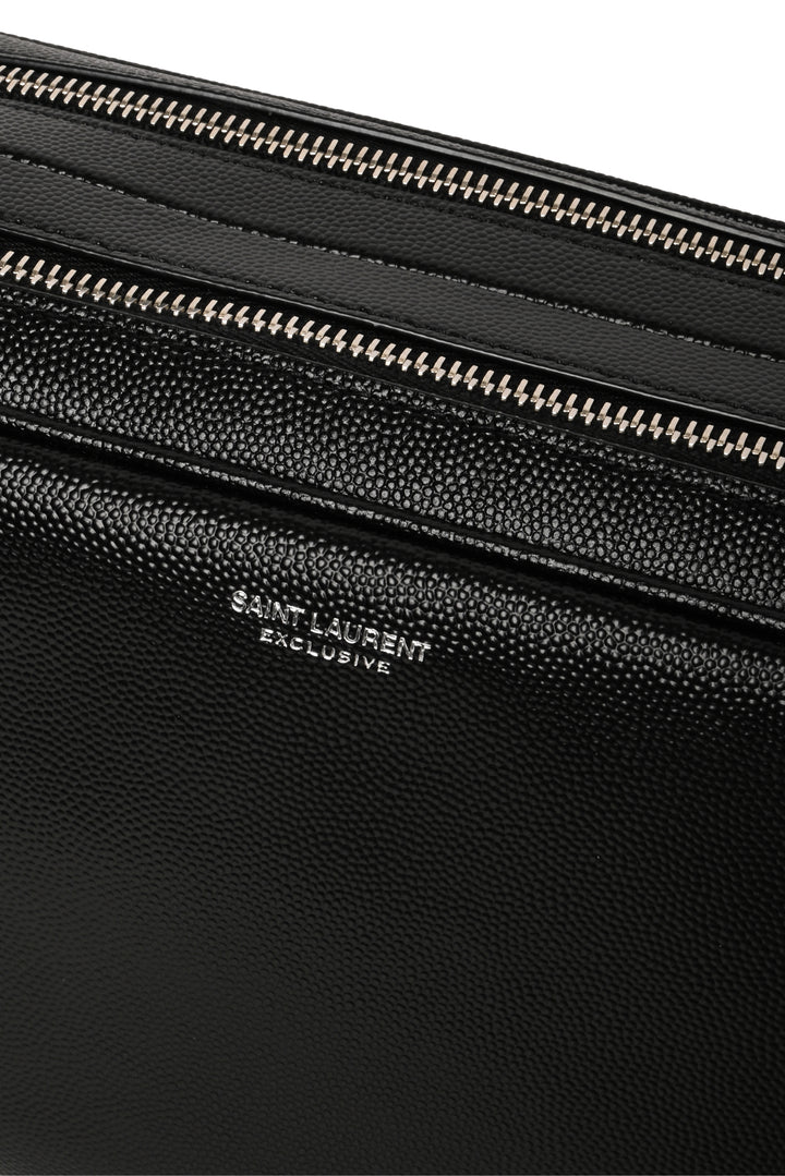 Saint Laurent Double Zip Leather Toiletry Case