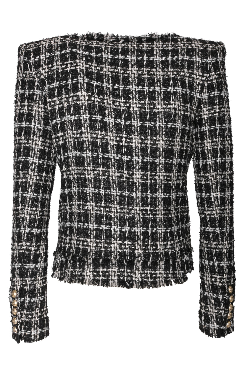 Balmain Size 34 Lurex Tweed Cropped Jacket