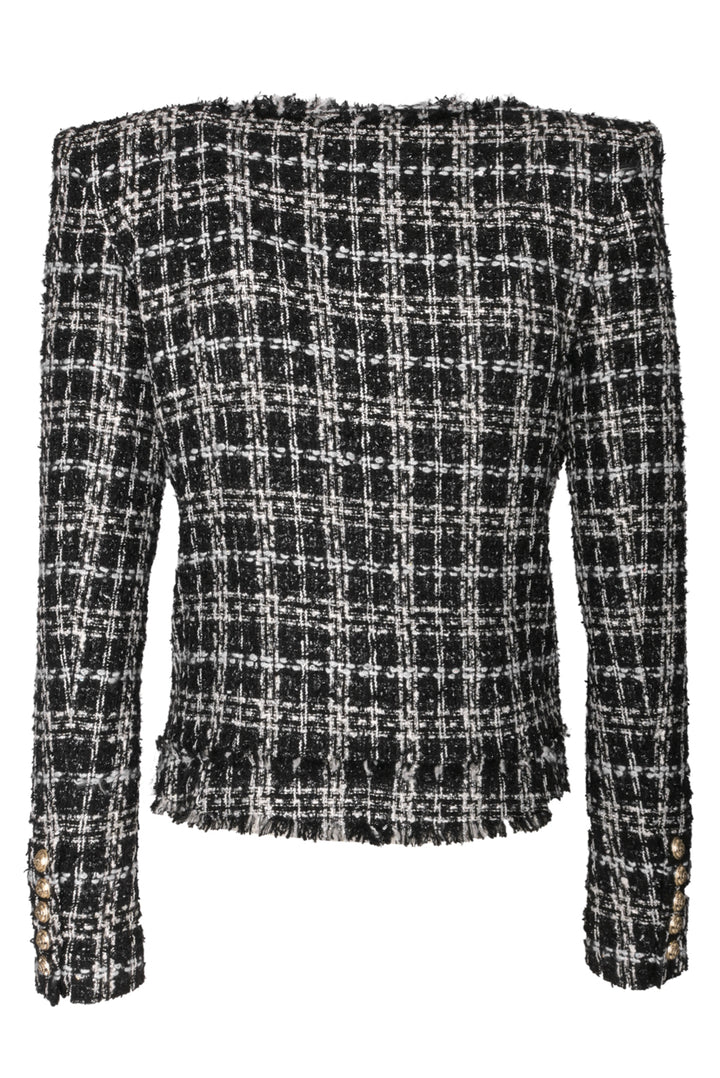 Balmain Size 34 Lurex Tweed Cropped Jacket