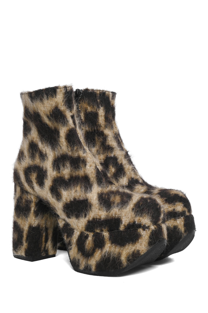 R13 Size 39 Wool Animal Print Platform Ankle Boots
