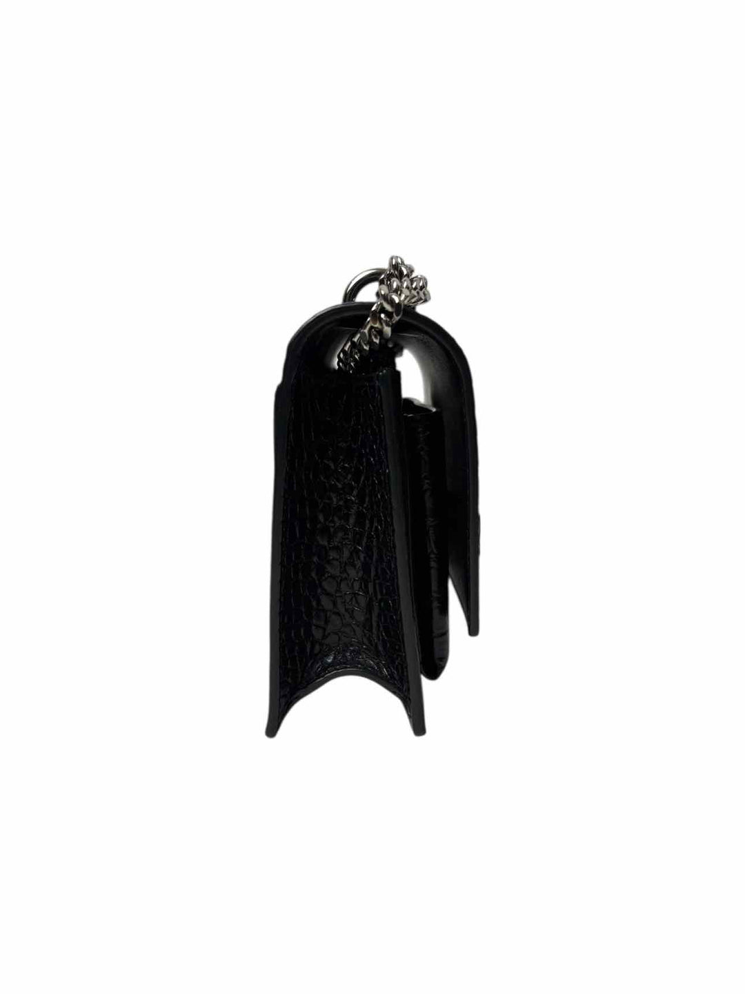 Saint Laurent Croc Embossed Sunset Wallet on Chain Purse