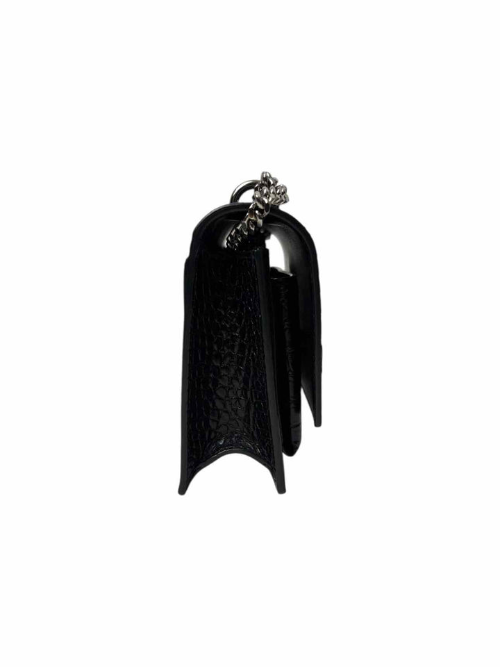 Saint Laurent Croc Embossed Sunset Wallet on Chain Purse